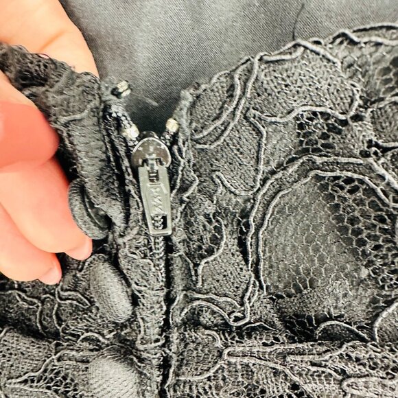 Mori Lee Madeline Gardner Black Lace Sleeveless Convertible Mini Dress Size 14 - Picture 11 of 12